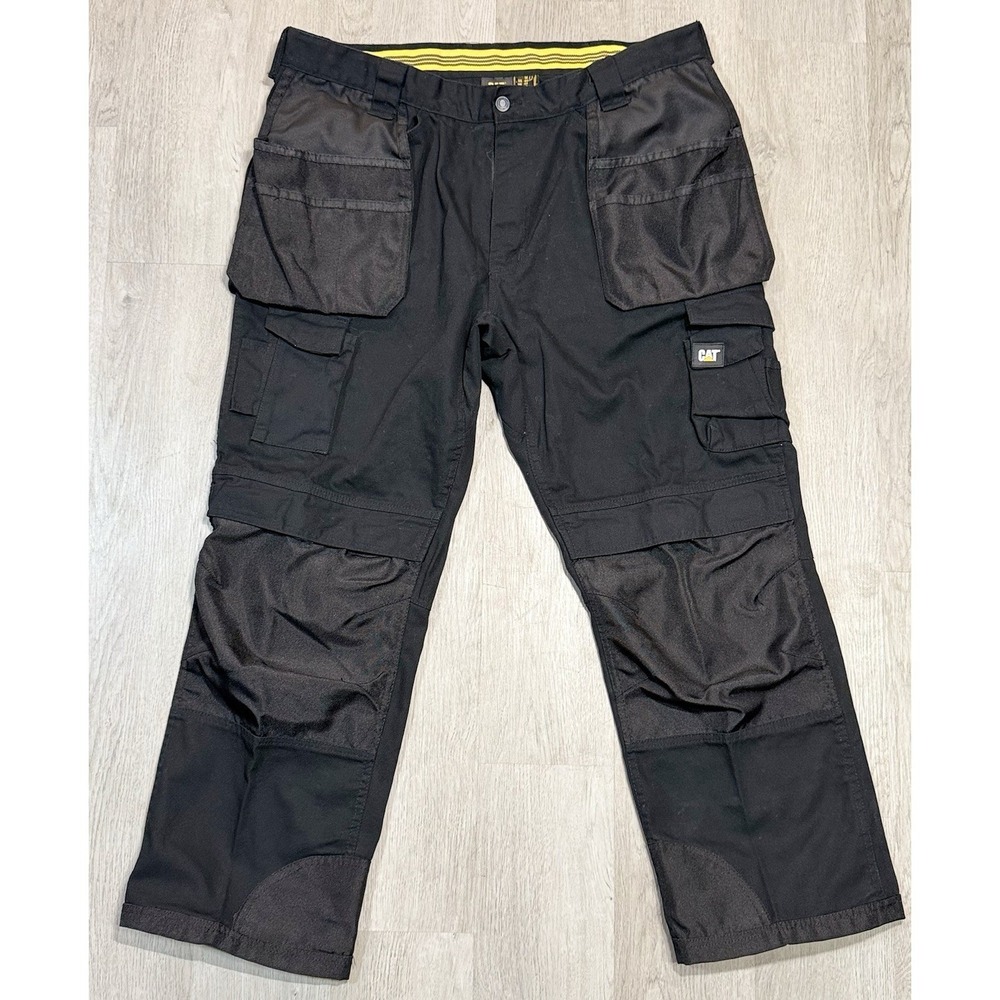 Caterpillar Trademark Work Pants Men's 40x30 Black Holster Cargo Tool Pockets